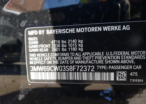 2025 BMW 3 Series 330I from USA, damaged, VIN 3MW69CW03S8F72372